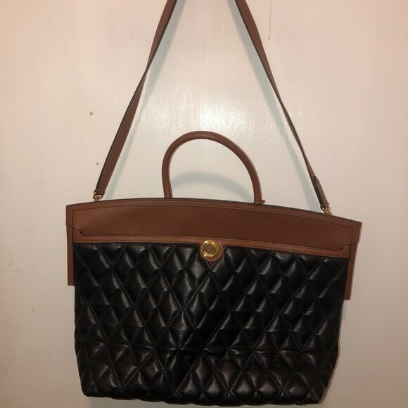 Burberry Handbags - Burberry Society Top Handle Quilted Large Leather Shoulder Bag Tote EUC